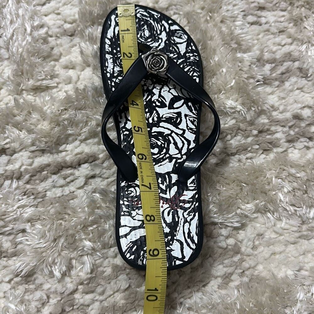 Brighton Malibu Black/White Rose Print Wedge Sandals Women’s Sz 7 - Picture 10 of 11